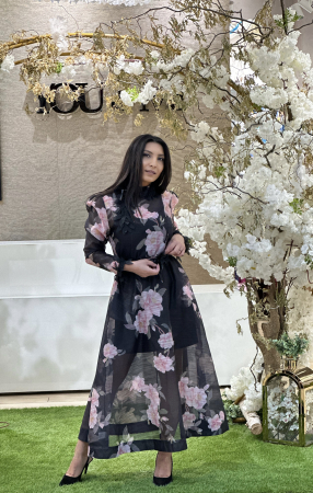 Rochii de eveniment - Rochie din organza cu floricele aplicate