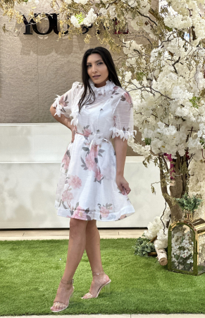 Rochie din organza scurta cu floricele aplicate [1]