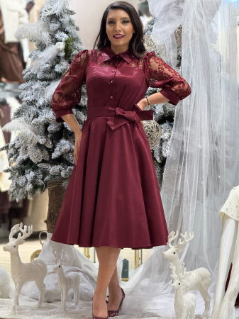Rochie din tafta cu maneci din dantela [1]