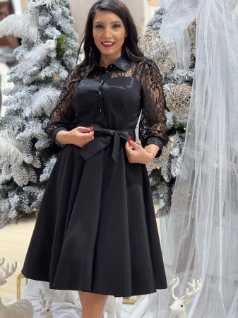 Rochie din tafta cu maneci din dantela [4]