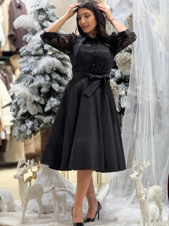 Rochie din tafta cu maneci din dantela [7]