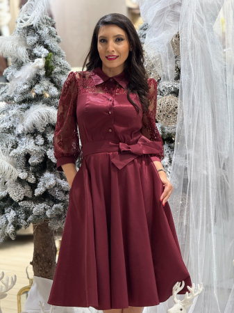 Rochie din tafta cu maneci din dantela [5]