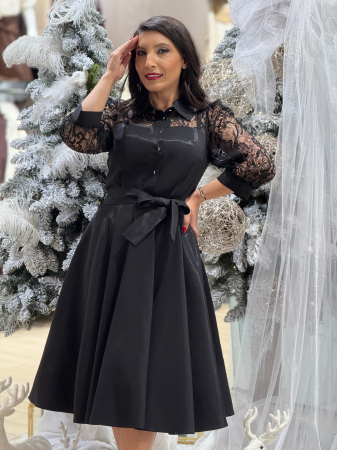 Rochie din tafta cu maneci din dantela [5]