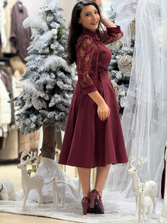 Rochie din tafta cu maneci din dantela [3]