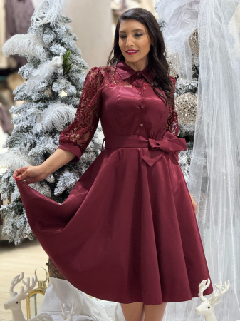 Rochie din tafta cu maneci din dantela [4]