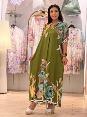 Colectia NOUA - Rochie din vascoza cu imprimeu floral