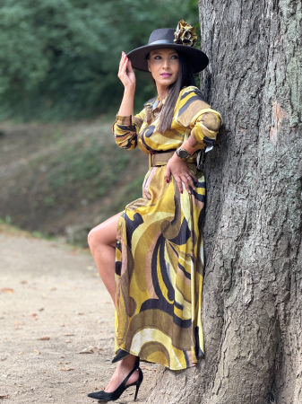 Rochie eleganta cu imprimeu si floare 3D [3]