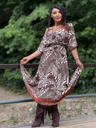 Rochie eleganta in V cu print zebra [5]