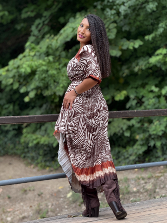 Rochie eleganta in V cu print zebra [4]