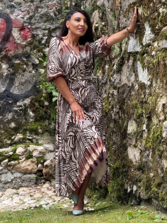 Rochie eleganta in V cu print zebra [5]
