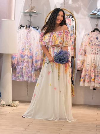 Colectia NOUA - Rochie florala cu volane vaporoase