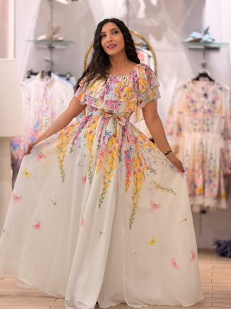 Noutati - Rochie florala cu volane vaporoase