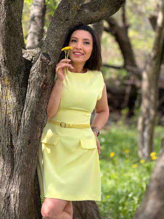 Rochie galbena cu curea in talie [7]
