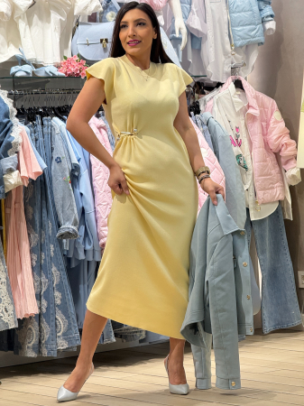Rochie galbena cu detaliu lateral reglabil [1]