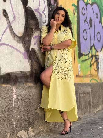Rochie galbena cu imprimeu floral [5]