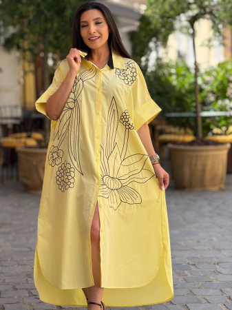 Rochie galbena cu imprimeu floral [3]