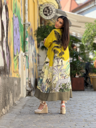 Rochie galbena cu imprimeu tropical [4]