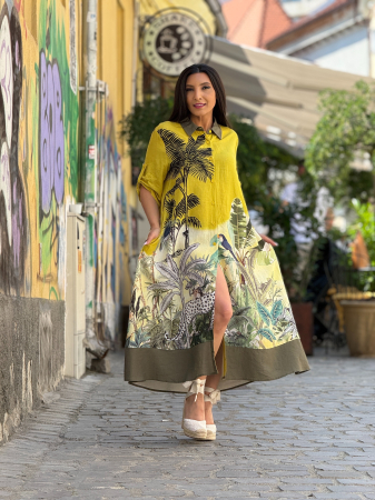 Rochie galbena cu imprimeu tropical [6]