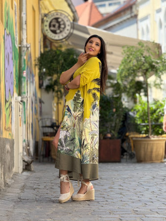 Rochie galbena cu imprimeu tropical [7]