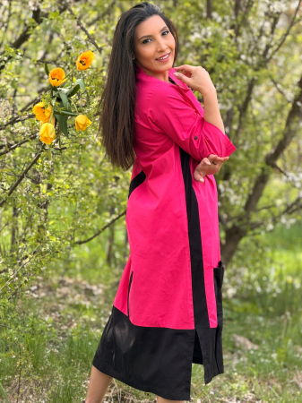 Rochie lejera cu design asimetric si buzunar [4]