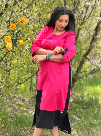 Rochie lejera cu design asimetric si buzunar [5]