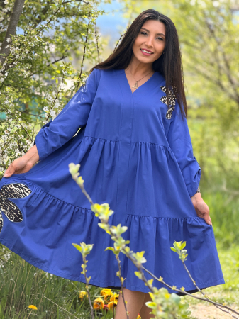 Rochie lejera cu volane si decolteu in V cu imprimeu floare [8]