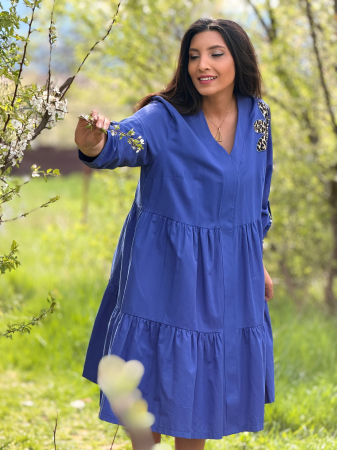 Rochie lejera cu volane si decolteu in V cu imprimeu floare [7]