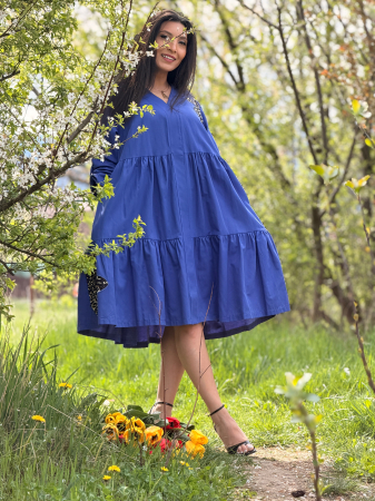 Rochie lejera cu volane si decolteu in V cu imprimeu floare [3]
