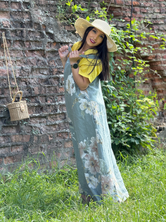 Rochie lejera din in cu imprimeu floral [3]