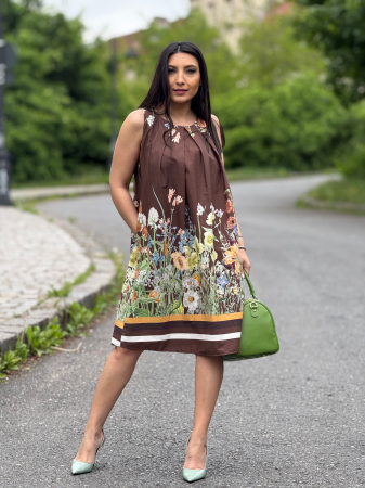 BLACK FRIDAY  DE VARA - Rochie lejera fara maneci cu imprimeu floral