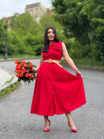 Rochii de zi - Rochie lunga cu floare 3D