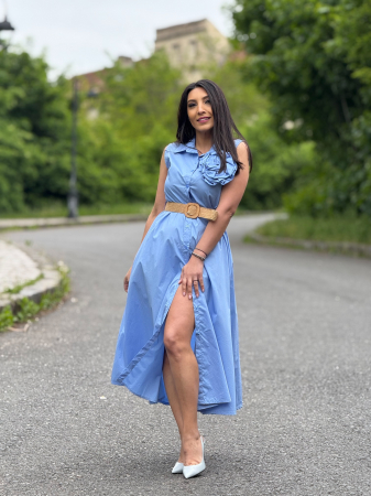 Imbracaminte de dama - Rochie lunga cu floare 3D