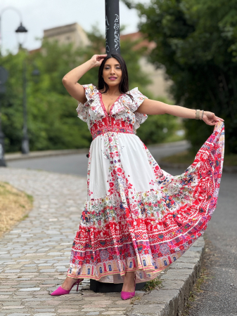 Rochie lunga cu imprimeu floral [5]