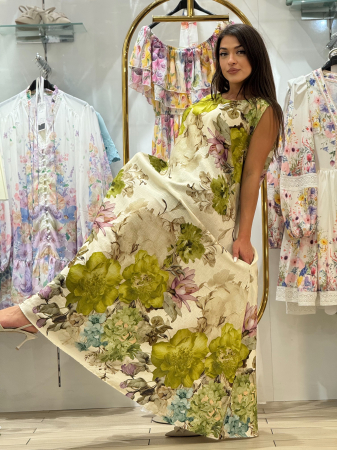 Colectia NOUA - Rochie lunga cu imprimeu floral