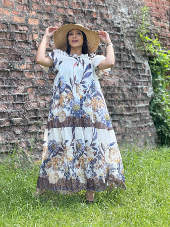 Rochii de zi - Rochie lunga cu imprimeu flori