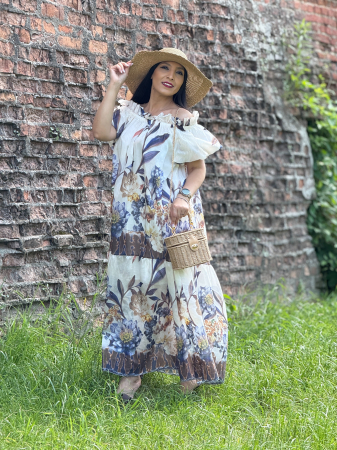 Rochie lunga cu imprimeu flori [3]