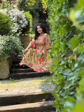 Rochie lunga cu umeri goi si imprimeu floral [6]