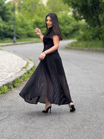 Rochie lunga eleganta cu dungi si transparente [4]