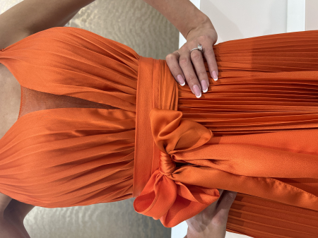 Rochie lunga plisata portocalie [2]