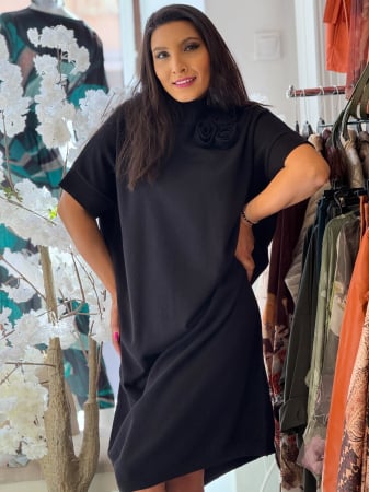 Rochii de zi - Rochie lunga tricotata cu floricele