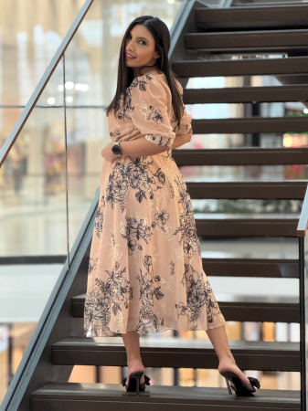 Rochie midi cu imprimeu floral negru [4]
