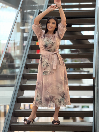 Rochie midi cu imprimeu floral pastelat [2]