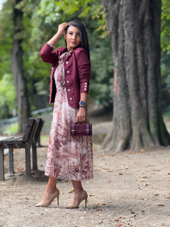 Rochie midi cu model abstract [2]