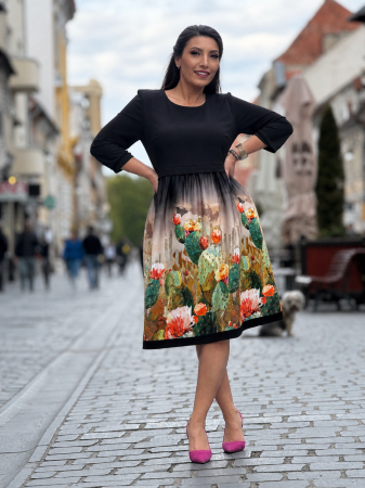 TOTUL LA -50% - Rochie neagra cu impimeu atistic degrade