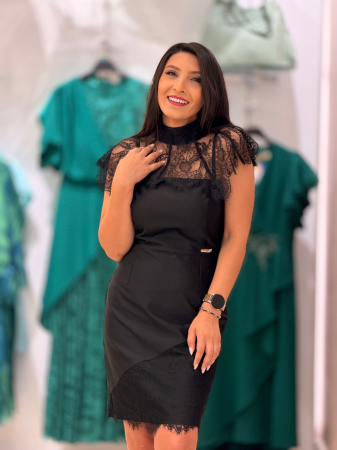 Rochie neagra din dantela cu bolerou detasabil [4]