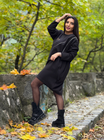 Rochie oversize cu fermoar decorativ si imprimeu diamant [1]
