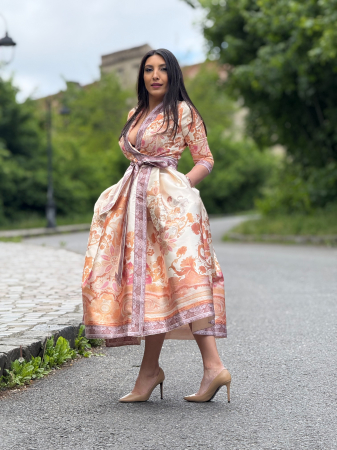 Rochie petrecuta cu portocaliu si mov [5]