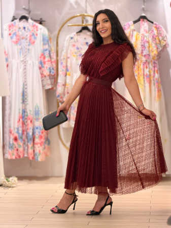 Rochie plisata cu curea in talie [3]