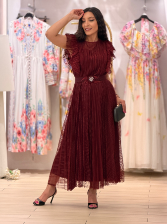 Rochie plisata cu curea in talie [2]