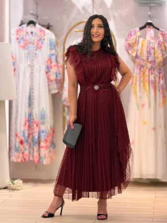 Rochie plisata cu curea in talie [4]